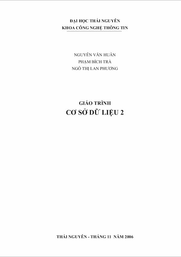 Giáo trình cơ sở dữ liệu 2 - Giáo trình PDF