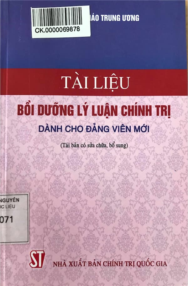Tài liệu bồi dưỡng lý luận chính trị dành cho đảng viên mới - Giáo trình PDF